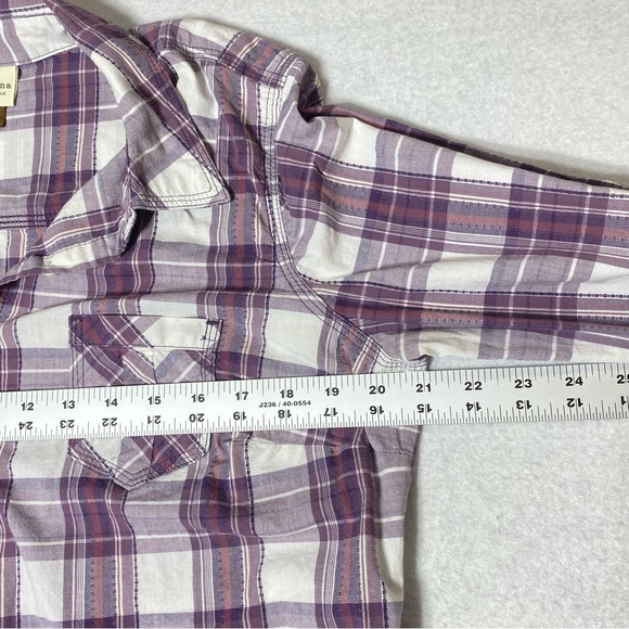 Sonoma Life Style Women's L Purple Plaid Flannel Button Up Collared Long Sleeve - Picture 13 of 15